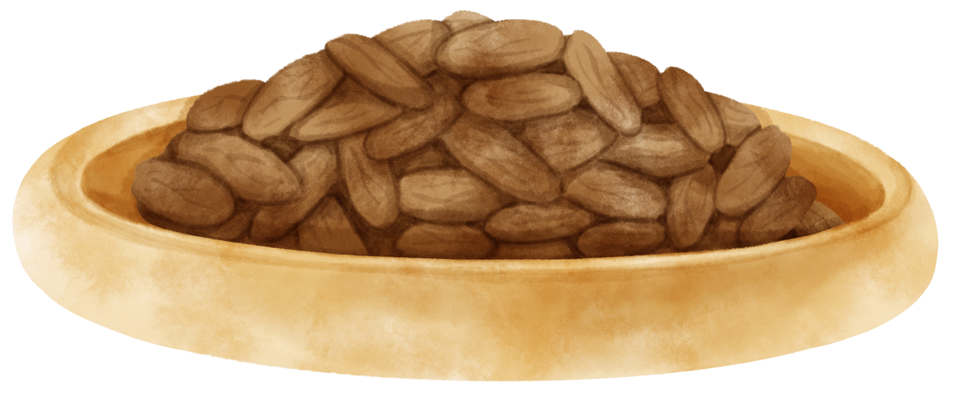 watercolor cocoa beans in wooden plate 9660150 PNG