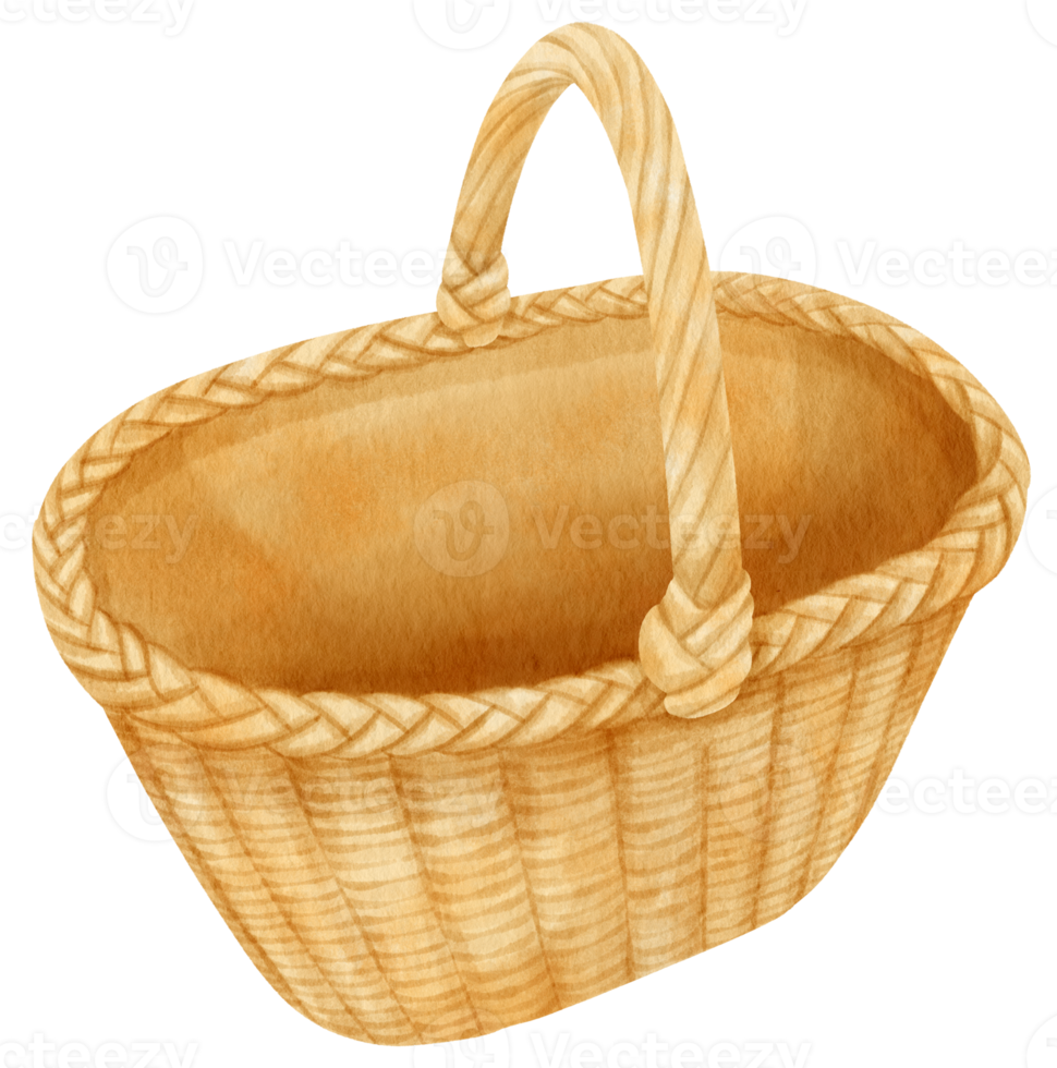 ilustração de cesta de vime aquarela png