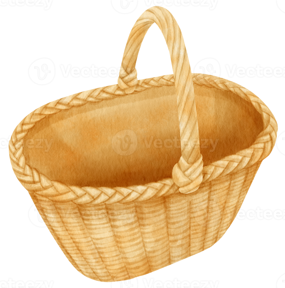 Watercolor wicker basket illustration png