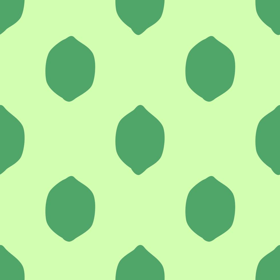 Green Lime Seamless Pattern, in Flat Design Style. Hand Drawn Cartoon Lime Fruits on Bright Green Background, Simple Repeating Design. Summer Illustration vector
