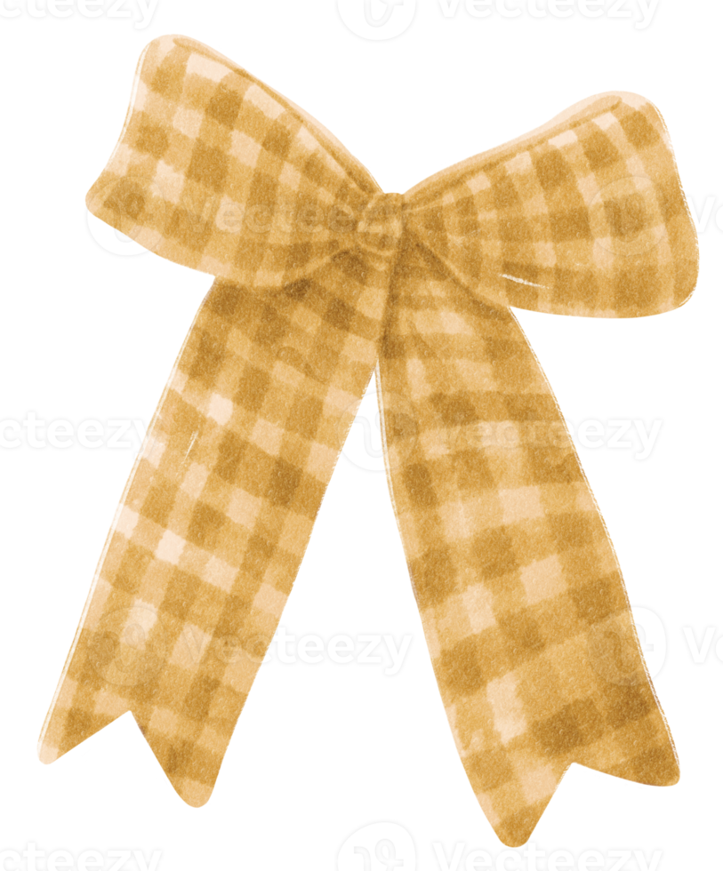 Brown with Checkered gift ribbon bow illustrations hand painted watercolor styles png