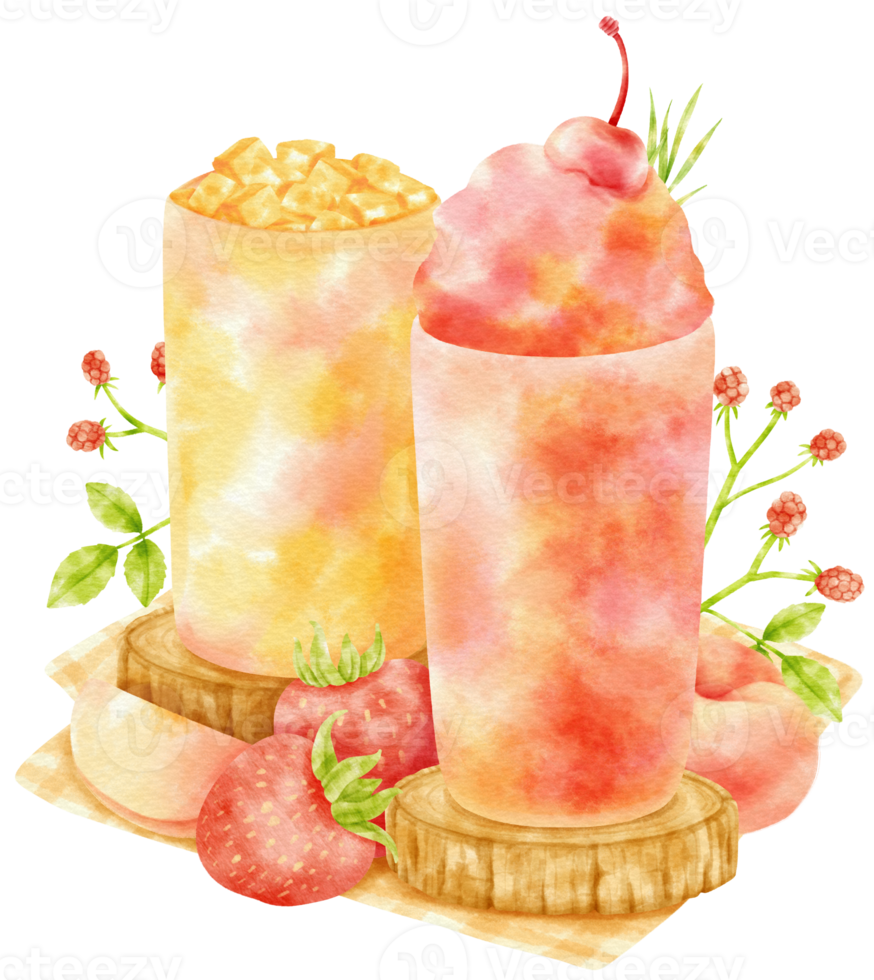 verão frutas bebida composição aquarela png