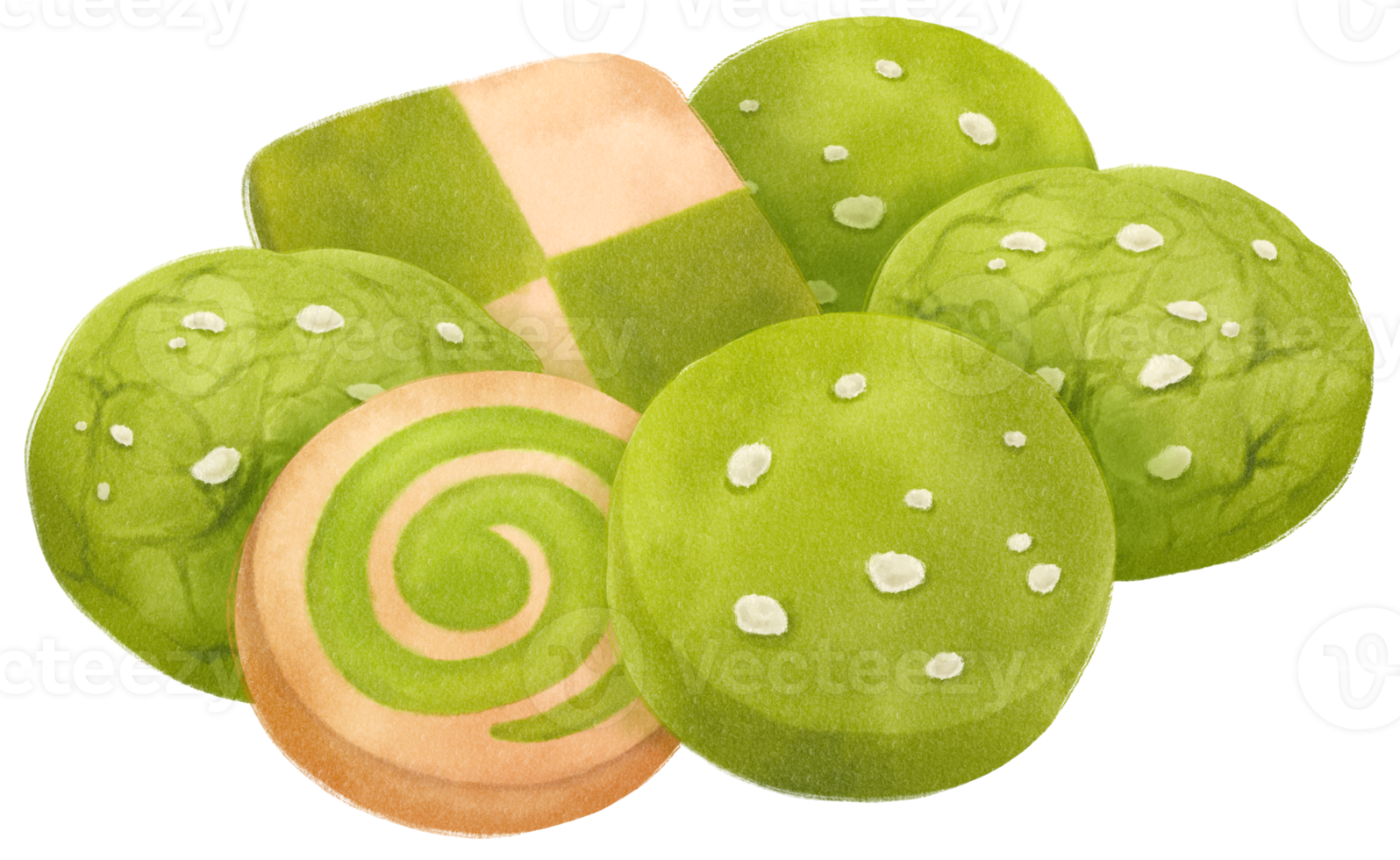 ilustración de galletas de matcha acuarela png