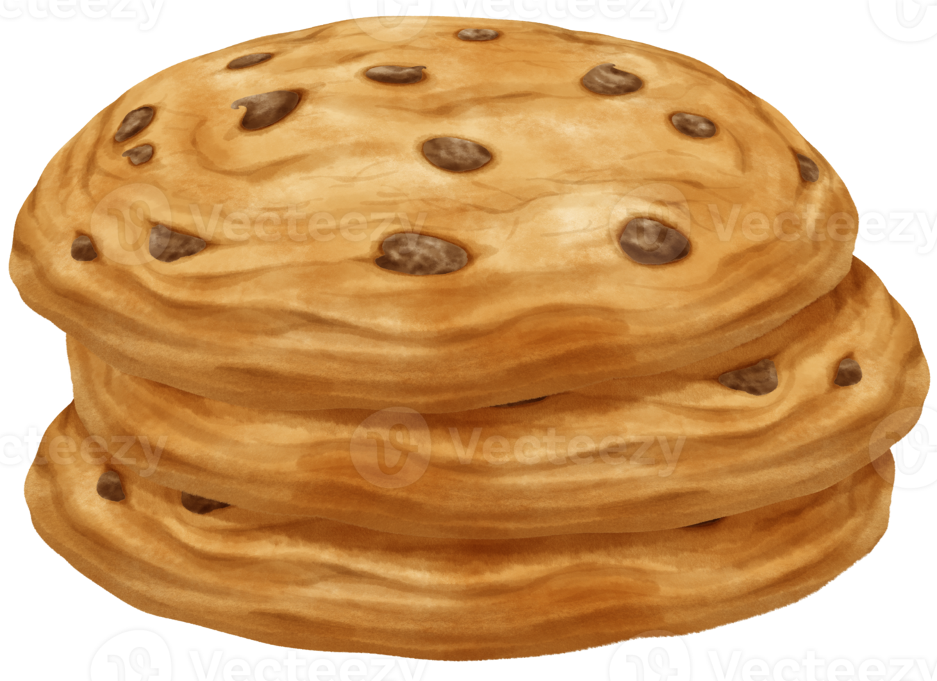 illustrazione di biscotti con gocce di cioccolato dell'acquerello png