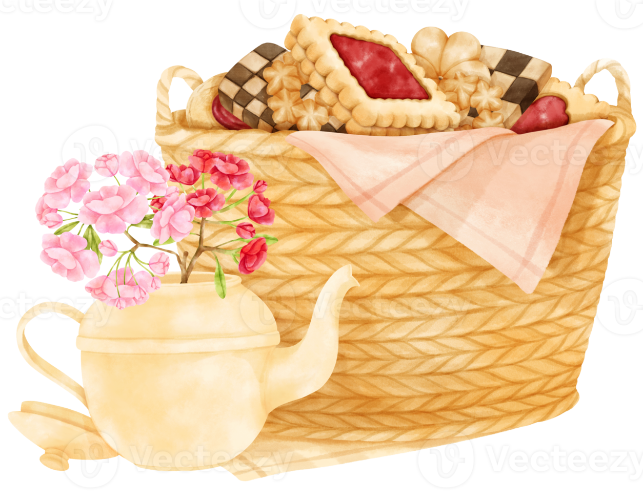 watercolor basket of cookies png