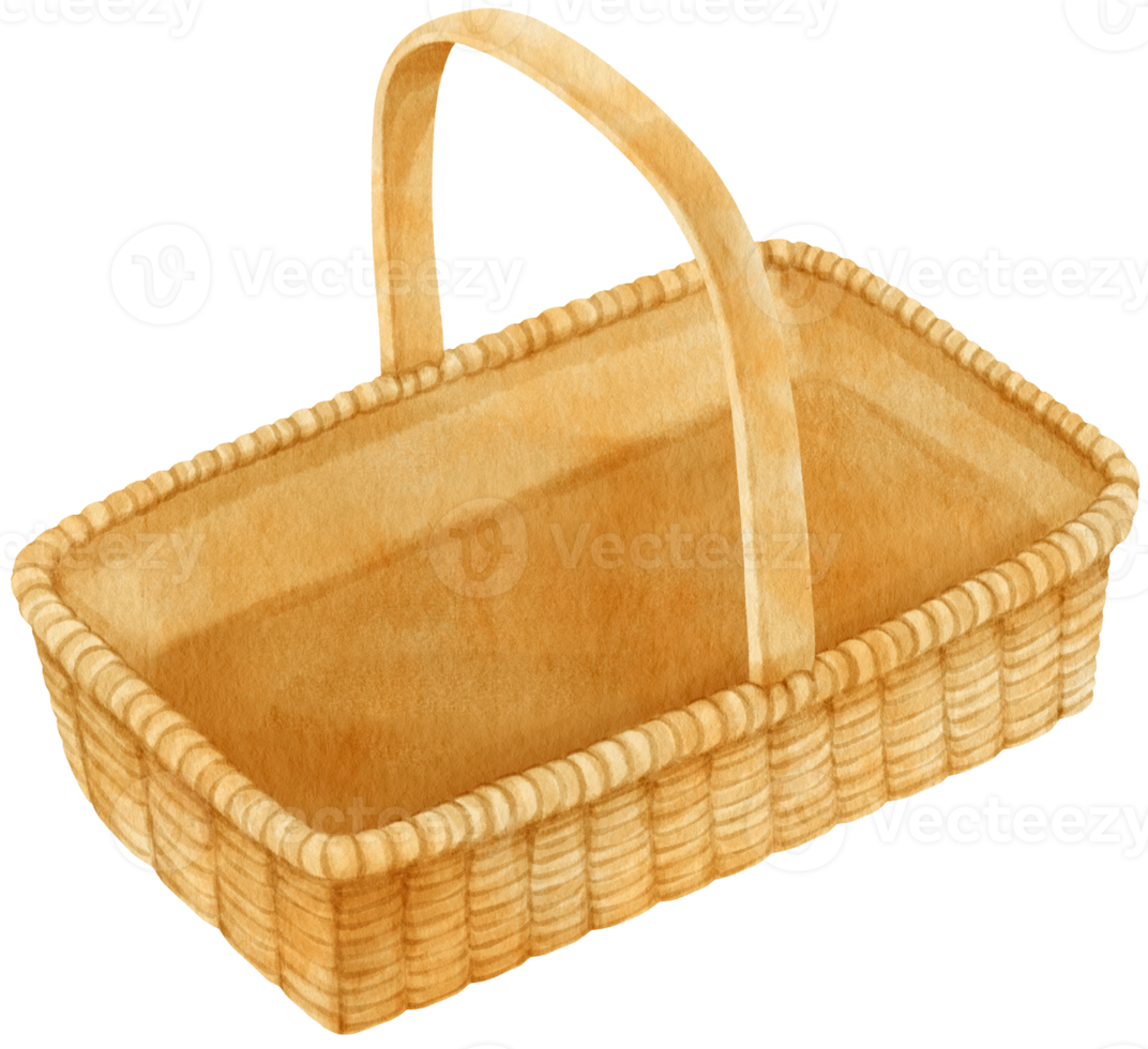 Watercolor wicker basket illustration png