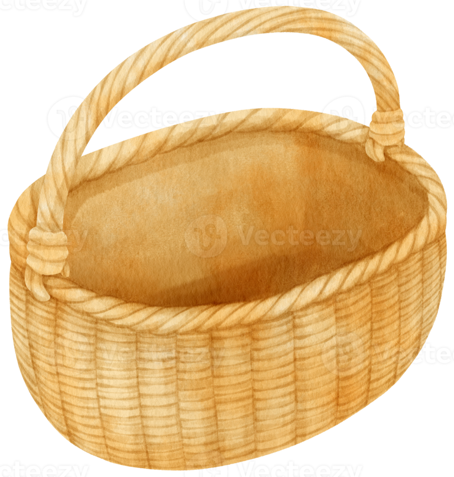 illustration de panier en osier aquarelle png