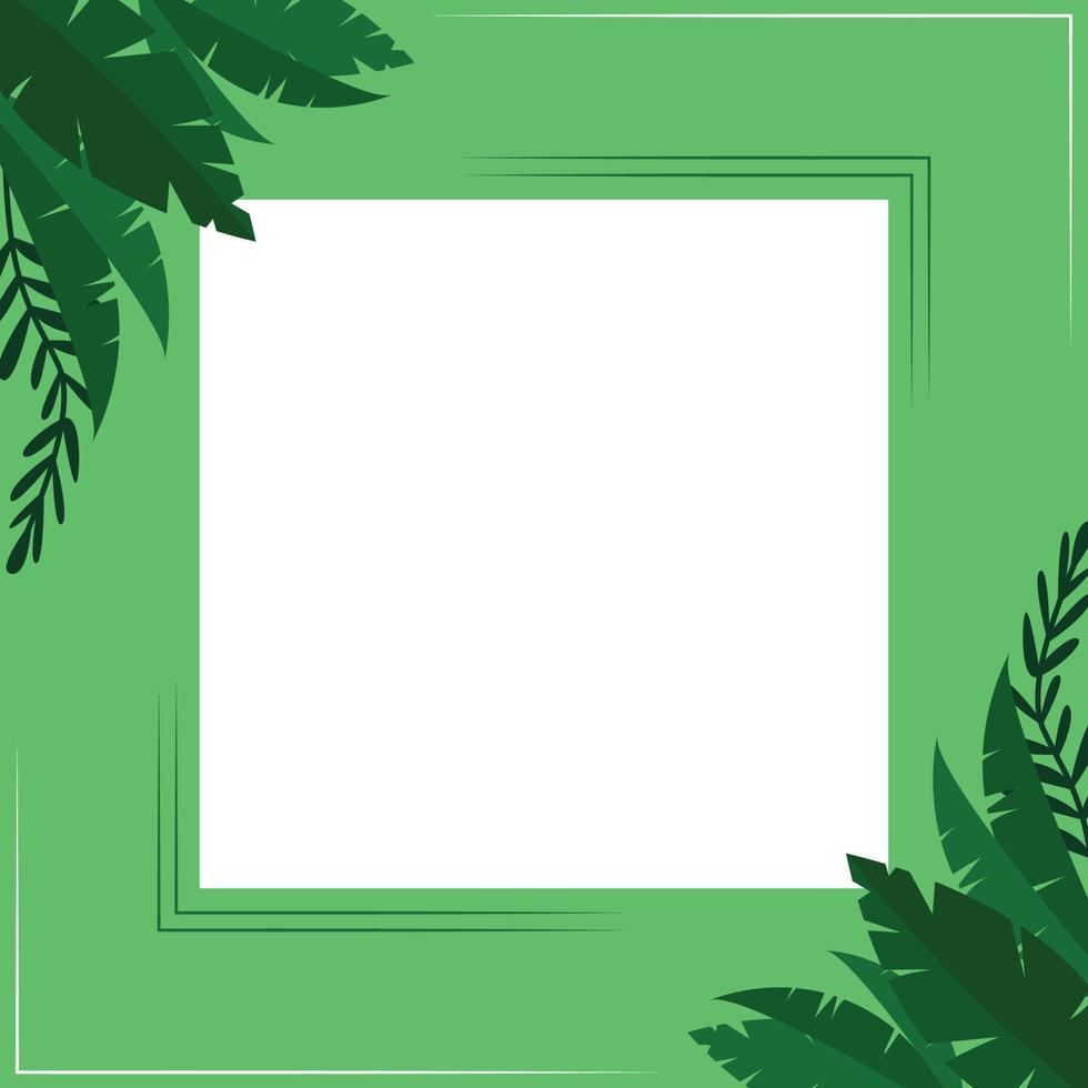 Green leaves frame vector