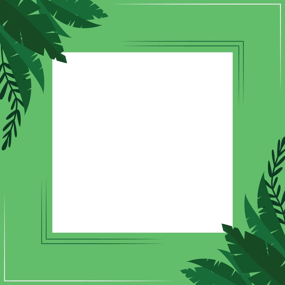 Green leaves frame vector