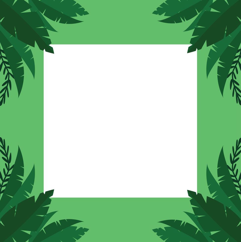Green leaves Square frame vector