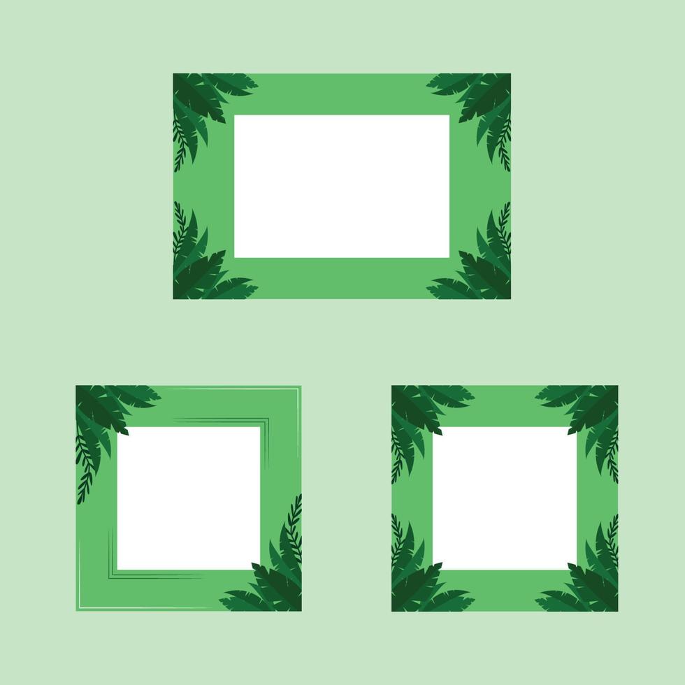 Green leaves design frames vector