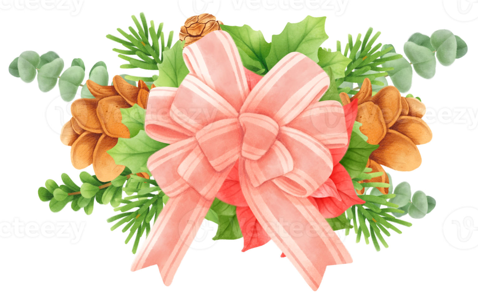 bouquet de verdure de noël styles d'illustration aquarelle png