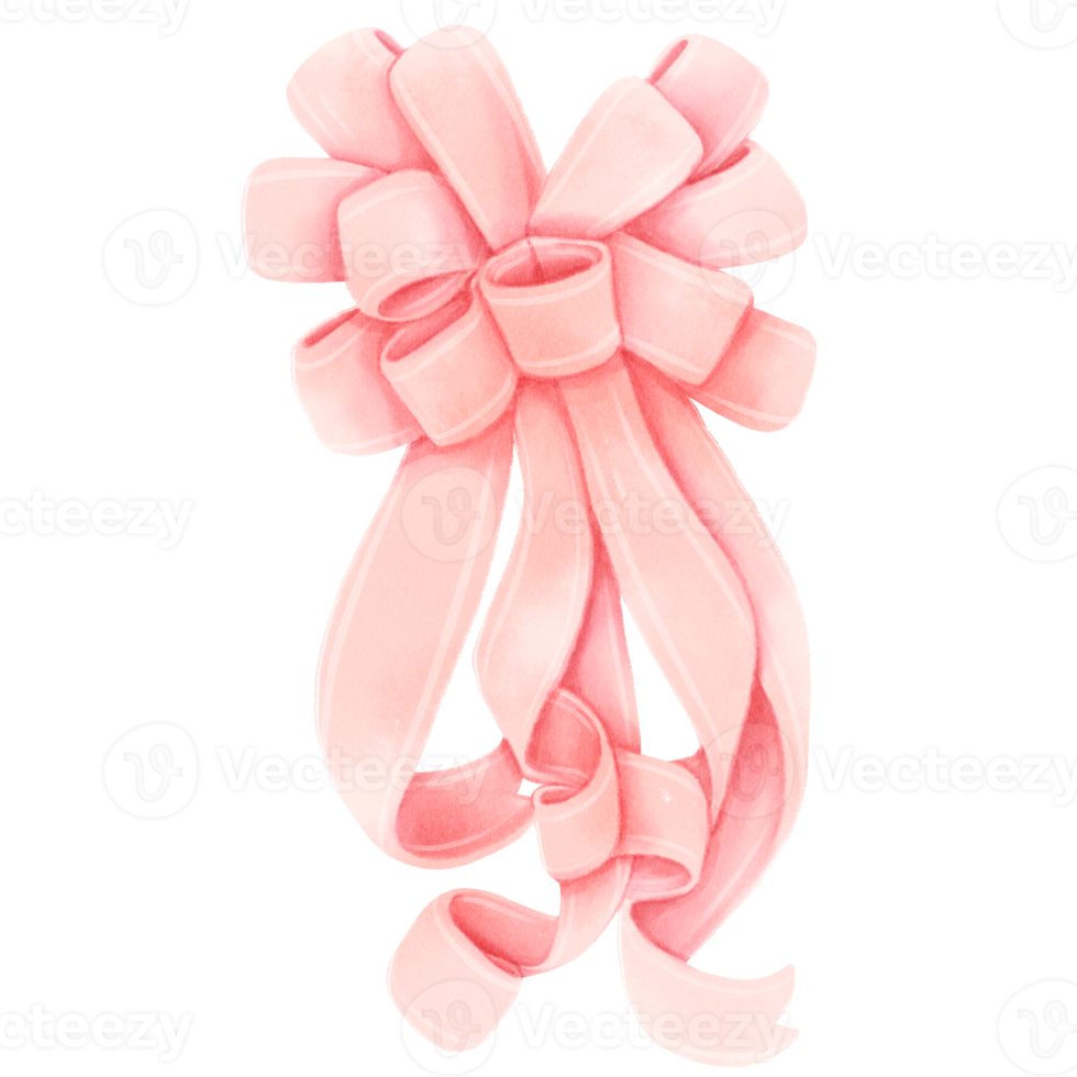 Pink gift ribbon bow illustrations hand painted watercolor styles png