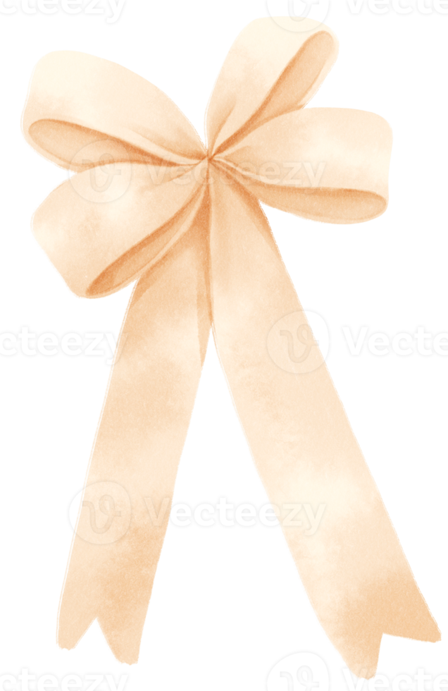 Beige gift ribbon bow illustrations hand painted watercolor styles png