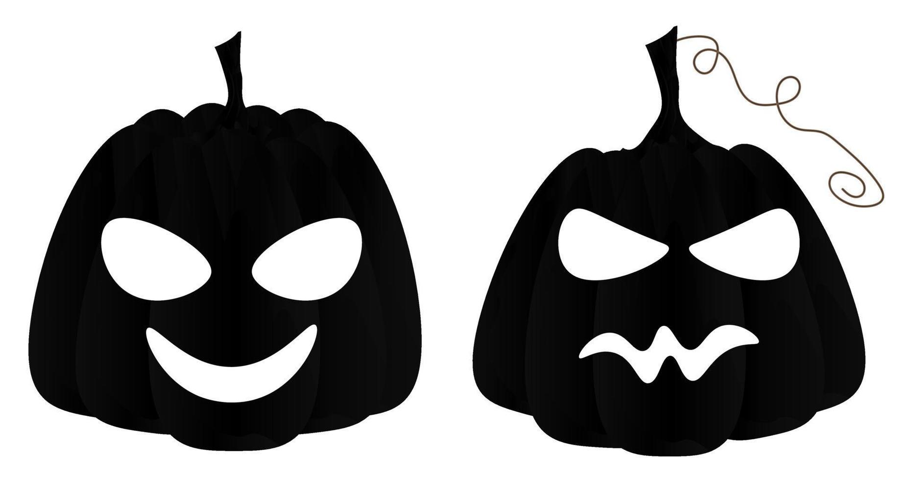 conjunto de calabazas de halloween talladas aterradoras con una cara  espeluznante, jack-o-lantern, símbolos de vacaciones de halloween.  colección de ilustraciones vectoriales para decoración navideña, postales,  invitaciones, banner 9660628 Vector en ...