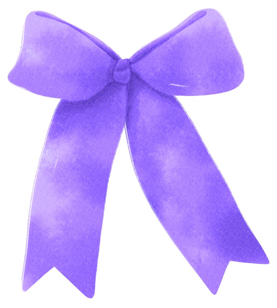 Purple gift ribbon bow illustrations hand painted watercolor styles png