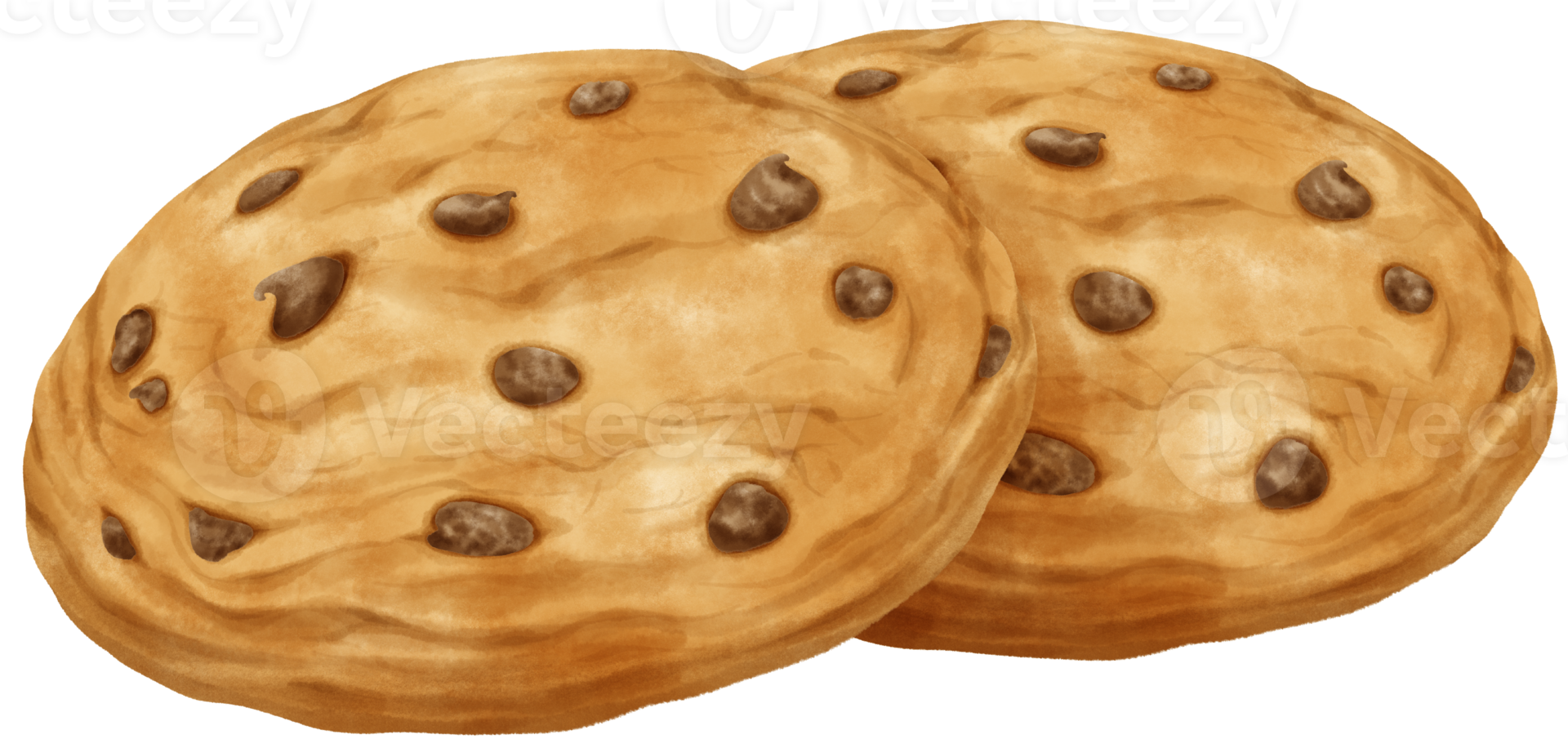 Watercolor chocolate chip cookies illustration png