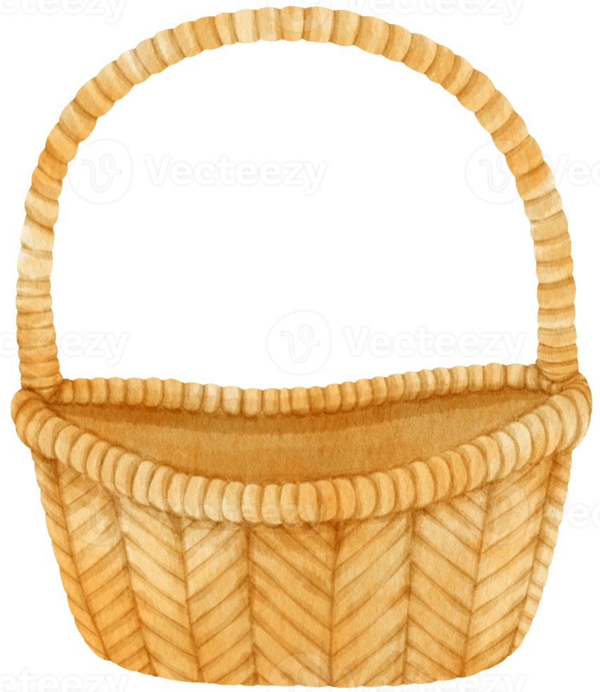 ilustración de cesta de mimbre acuarela png