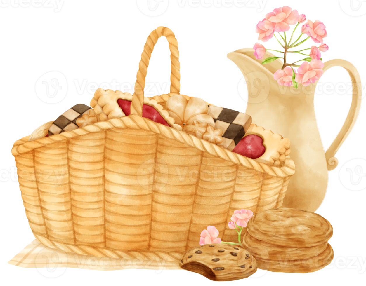 watercolor basket of cookies png