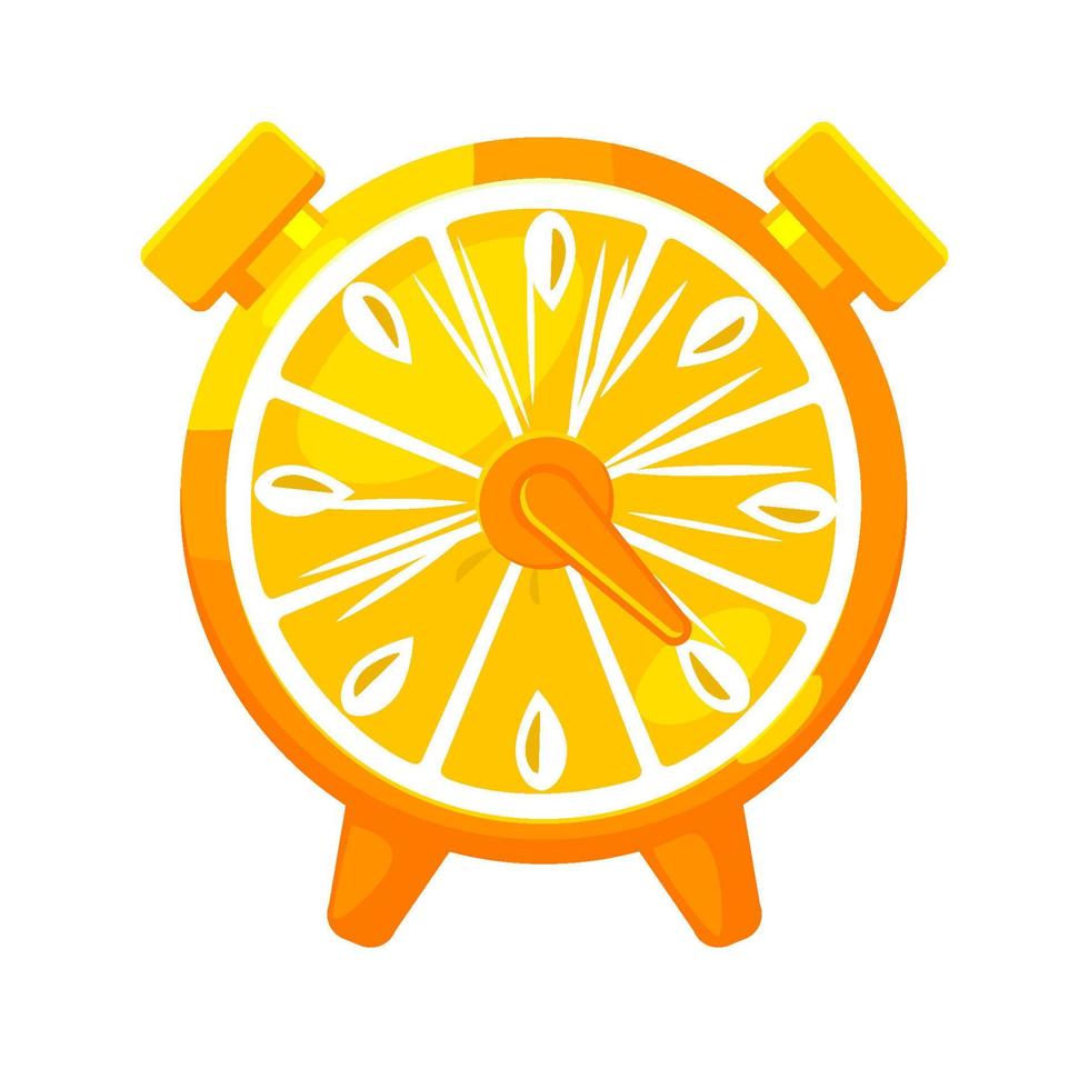 Orange clock, game icon for animation and UI. Alarm clock icon vector