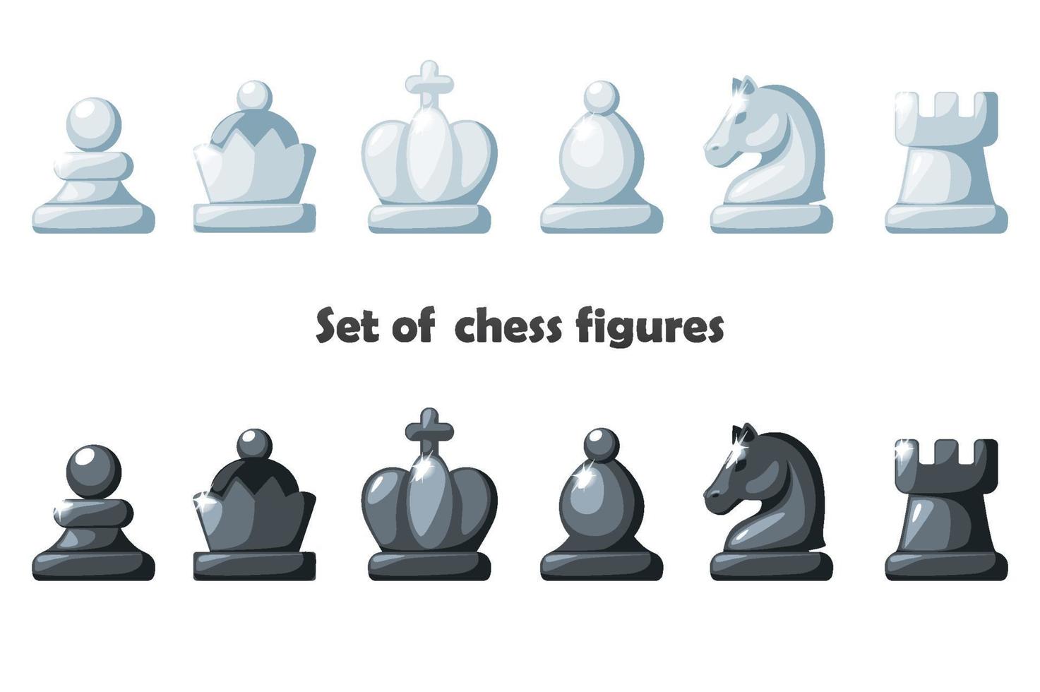 juego de figuras de ajedrez para el juego de mesa de estrategia de ajedrez. conjunto de figuras de ajedrez en blanco y negro vectorial vector