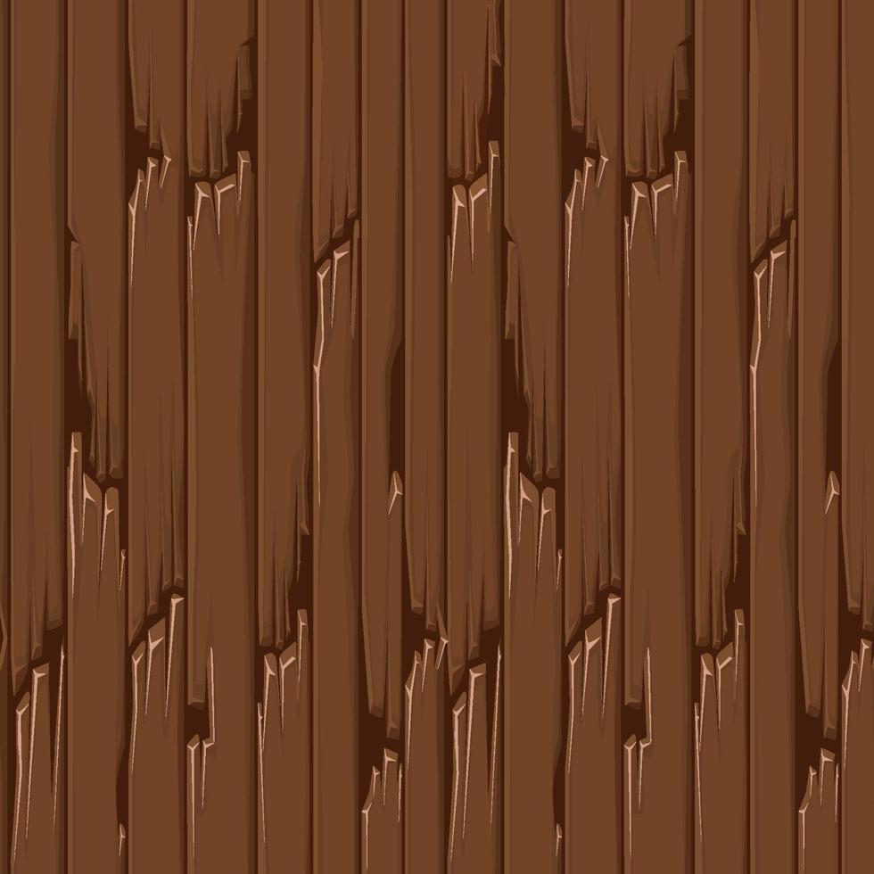 Seamless textured old wood floor, brown wallpaper panels for ui game. Vector illustration of vintage broken plank pattern background.