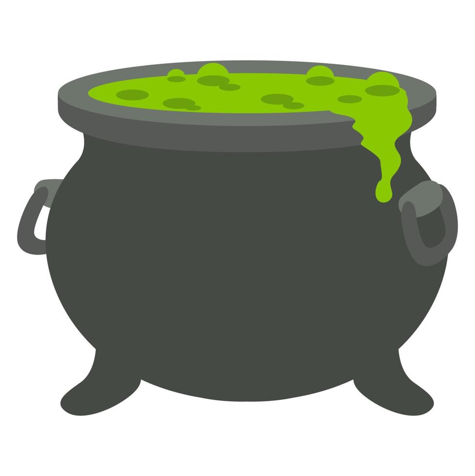 Cauldron with magic potion. Vector flat design
