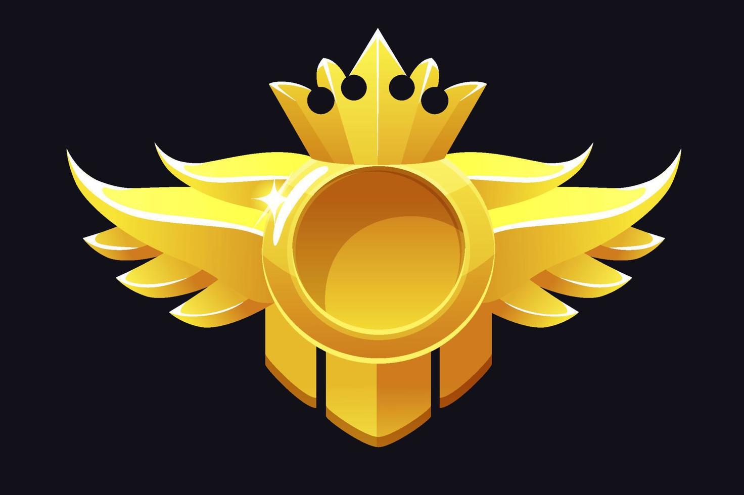 Gold round award, crown frame template for ui games. Vector illustration royal blank award for the winner.