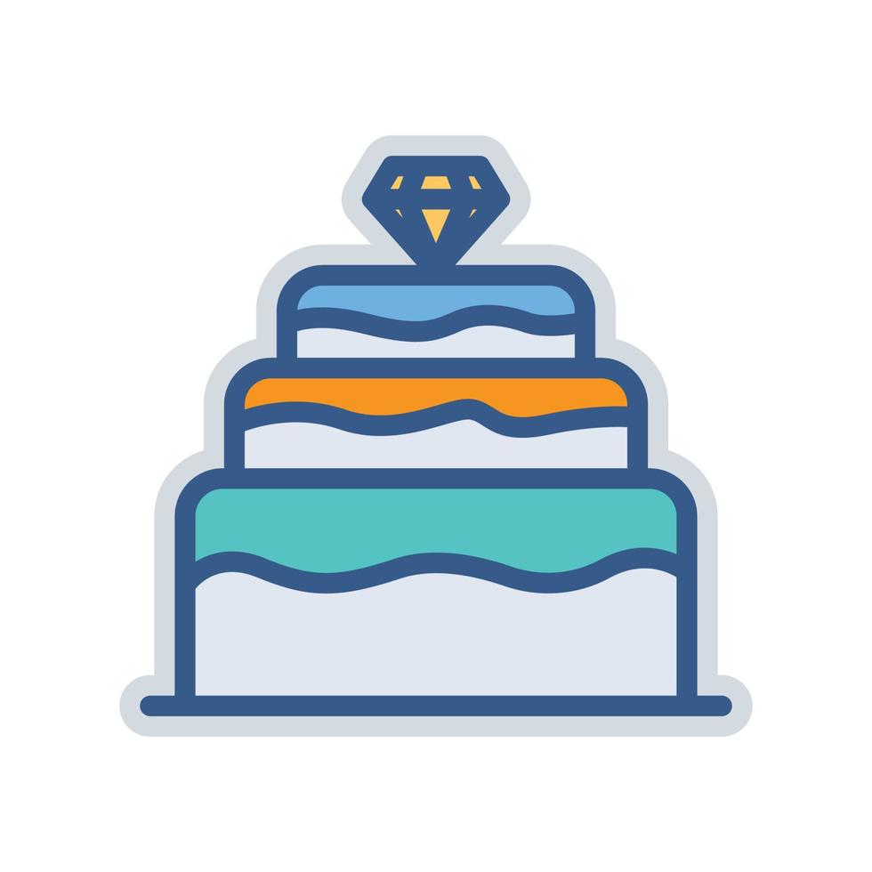 Cake icon with gemstone. Icon related to wedding. colored icon style. suitable for sticker. Simple design editable vector