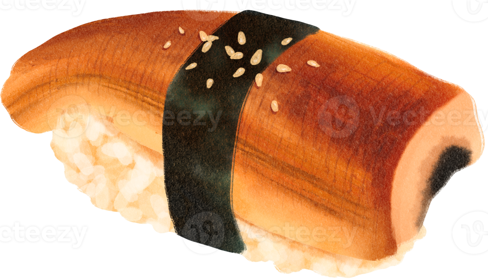 Sushi watercolor illustration png