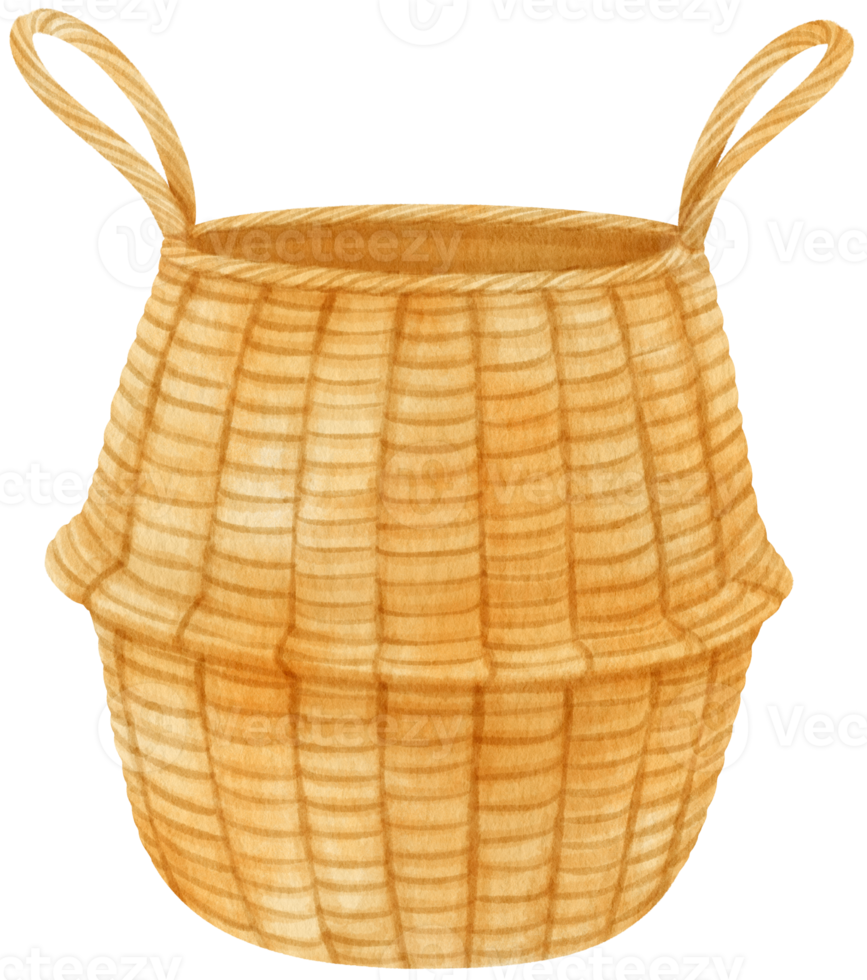 Watercolor wicker basket illustration png