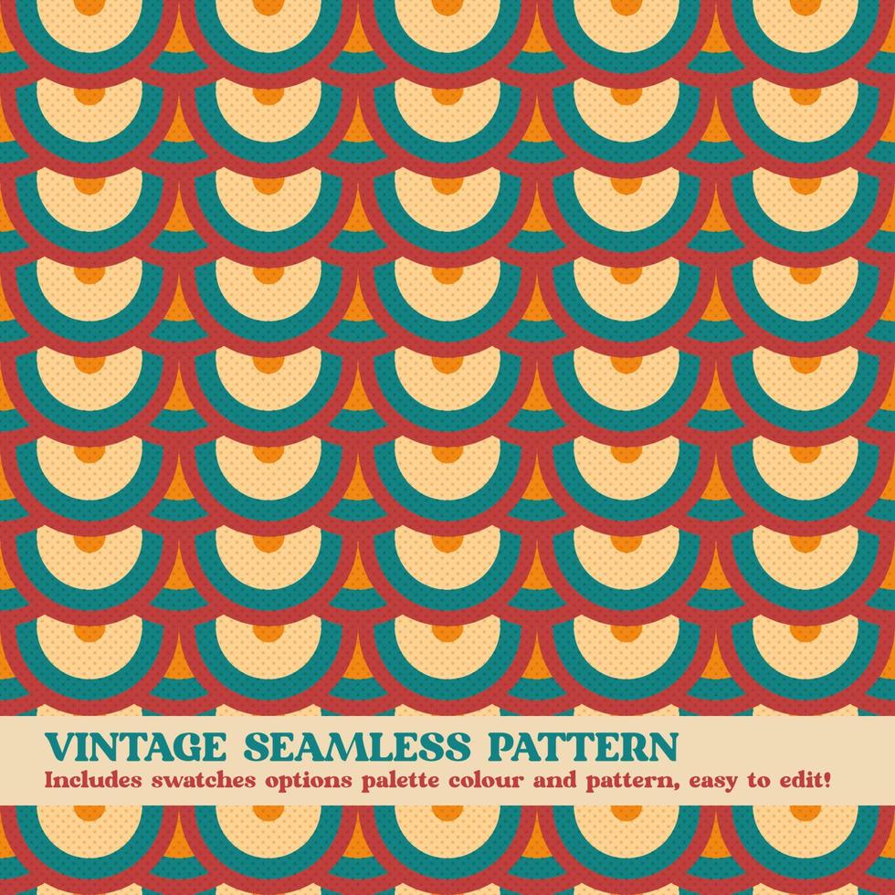 vintage seamless pattern design with swatches options color palette and pattern vector