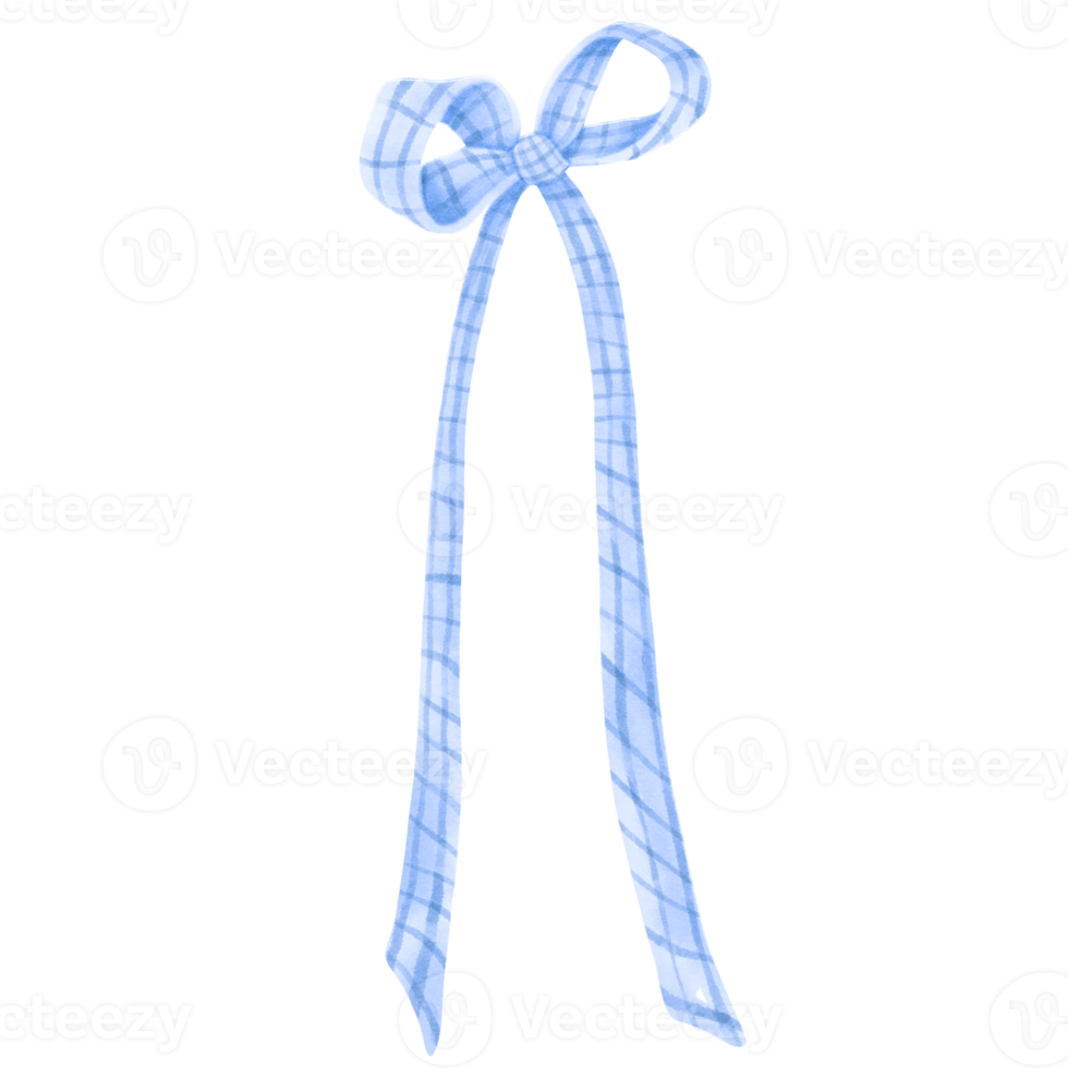 ilustrações de arco de fita de presente azul estilos de aquarela pintados à mão png