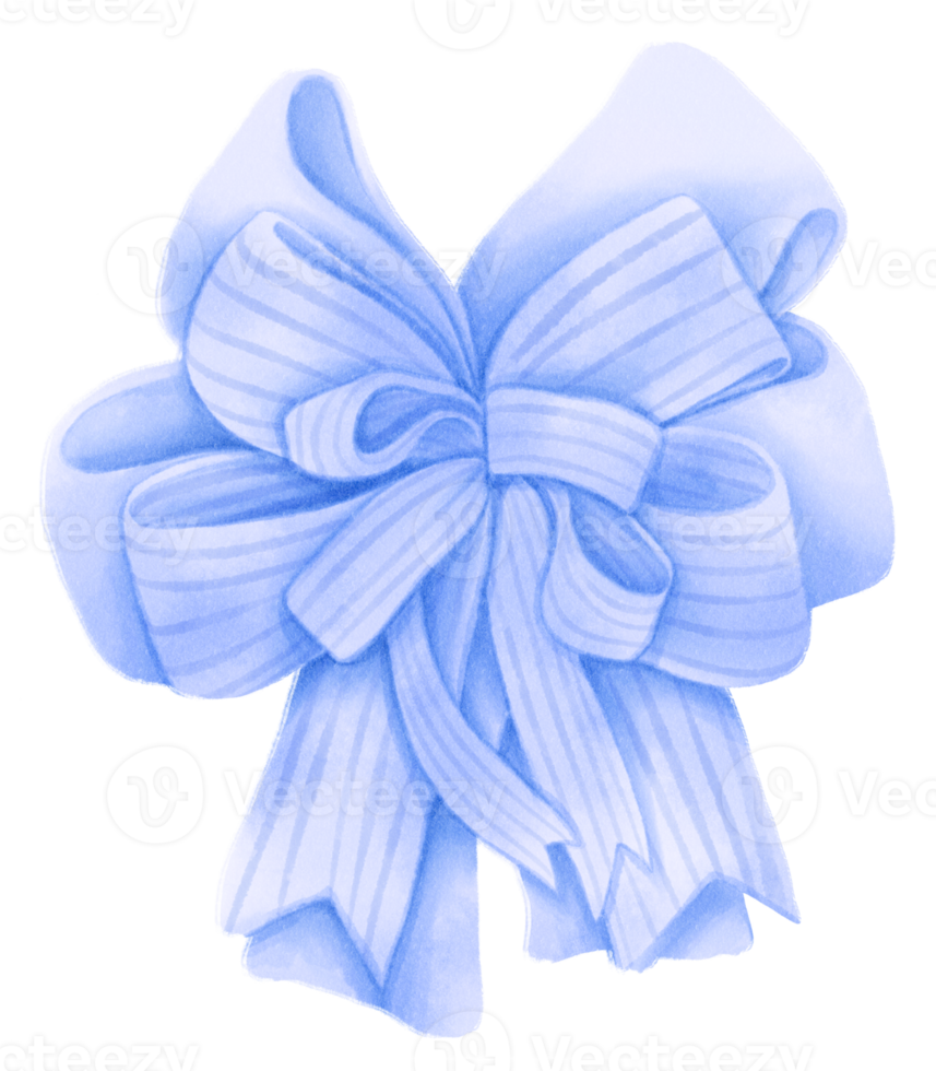 Blue gift ribbon bow illustrations hand painted watercolor styles png