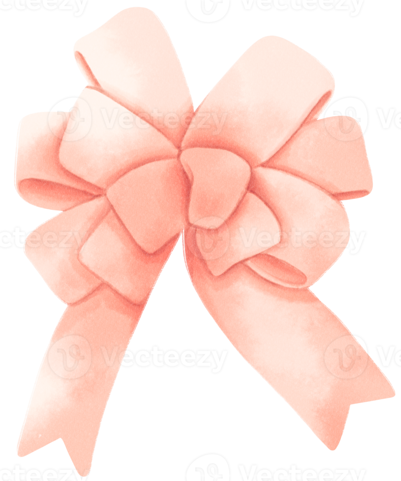 Pink gift ribbon bow illustrations hand painted watercolor styles png