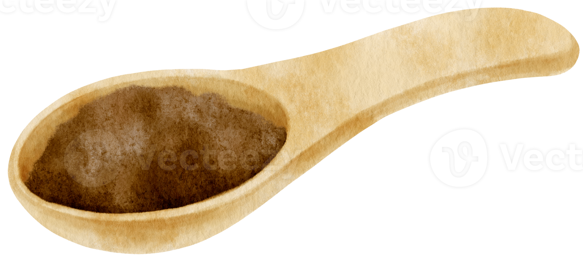 watercolor cocoa powder in wooden spoon png