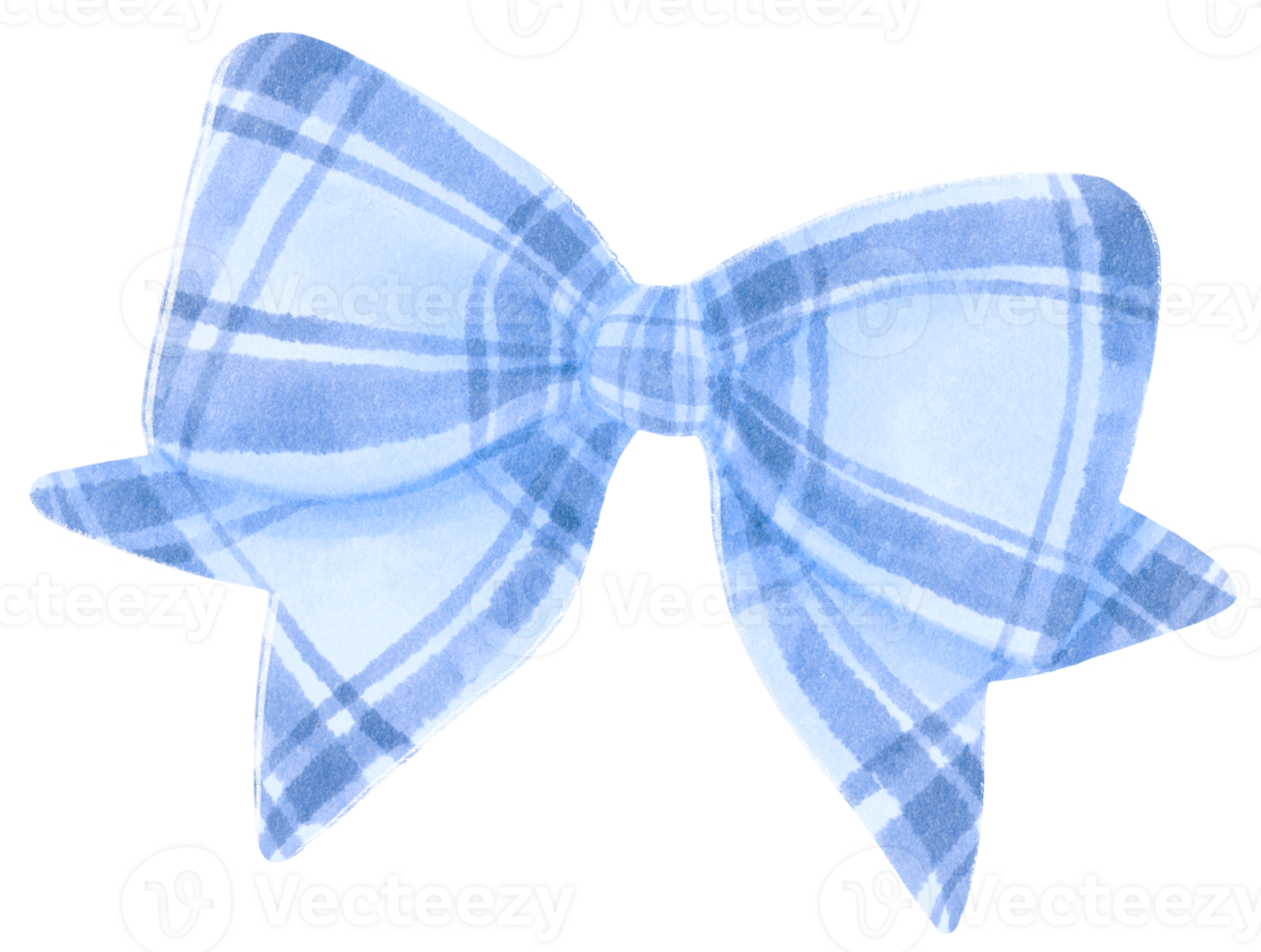 Checkered Blue gift ribbon bow illustrations hand painted watercolor styles png