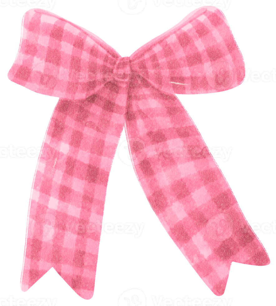 Pink with Checkered gift ribbon bow illustrations hand painted watercolor styles png