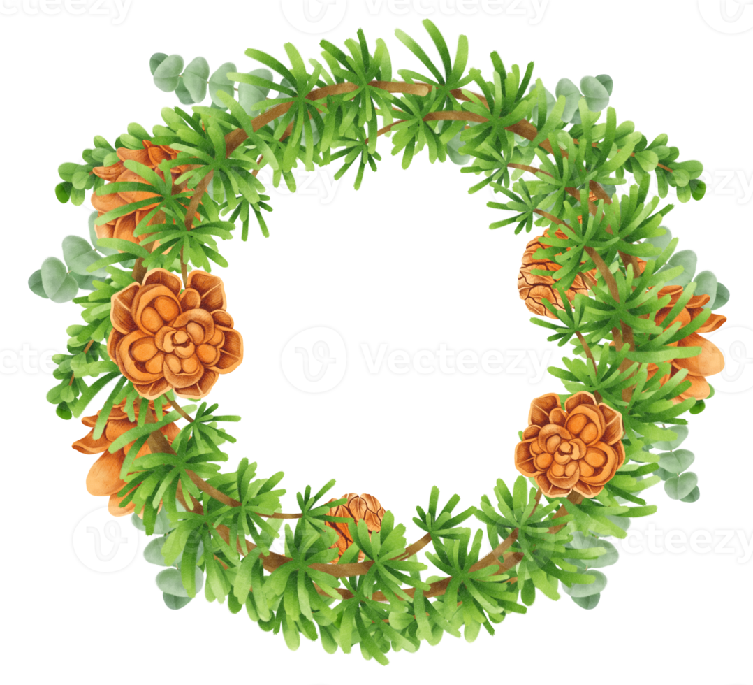 Greenery wreath watercolor illustration styles png