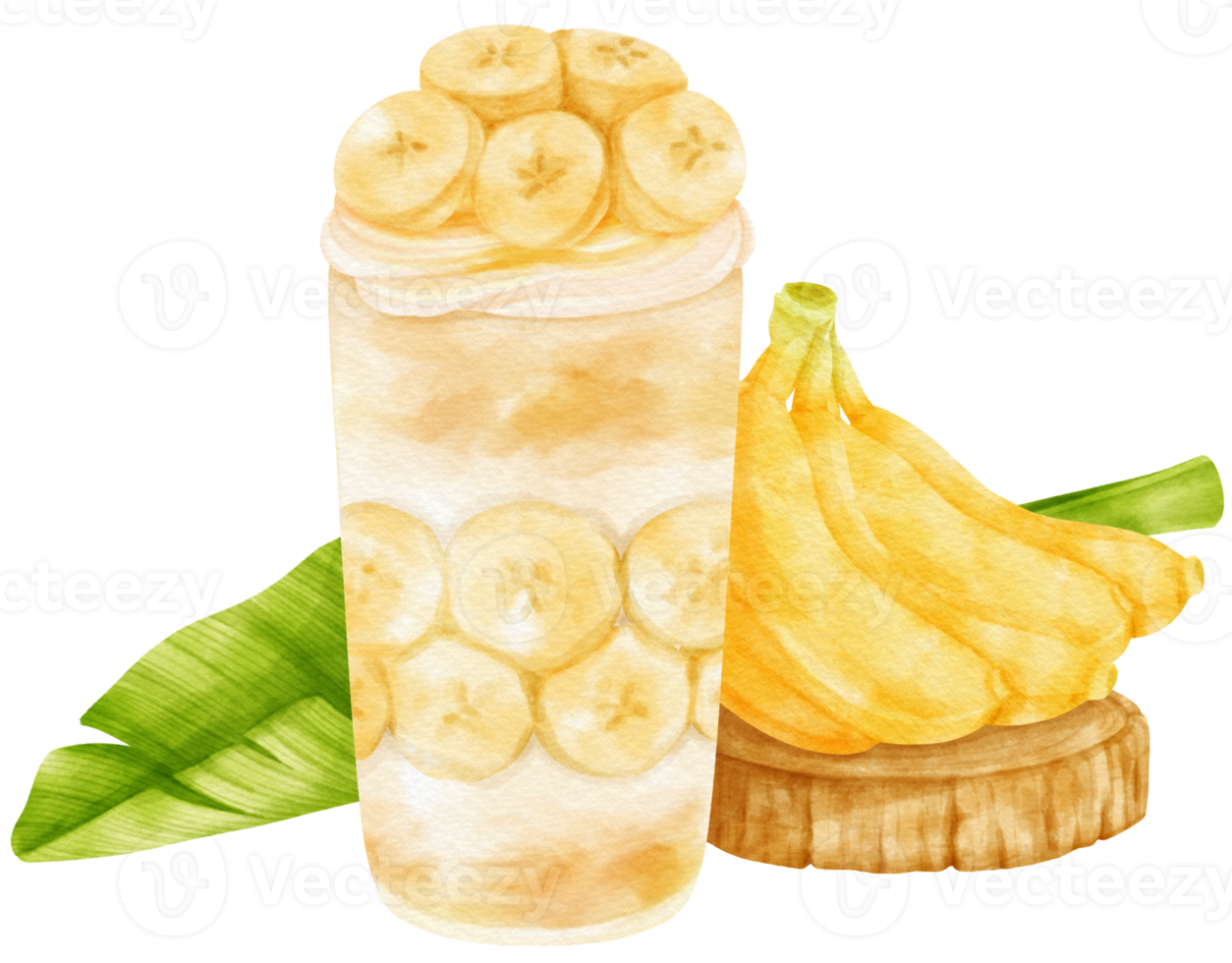 bananen-smoothie-getränk-zusammensetzung aquarell png