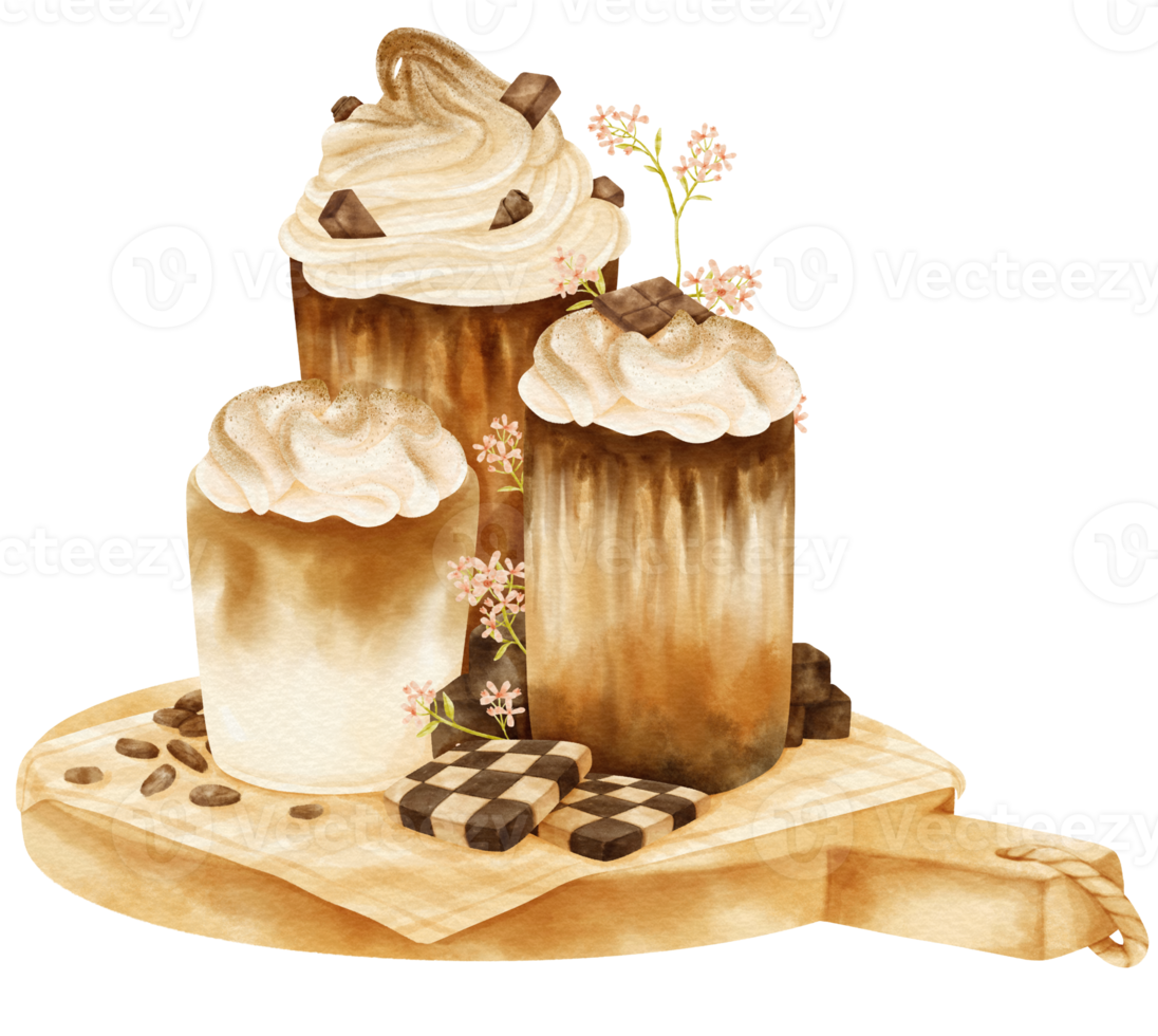 chocolate drink composition watercolor png