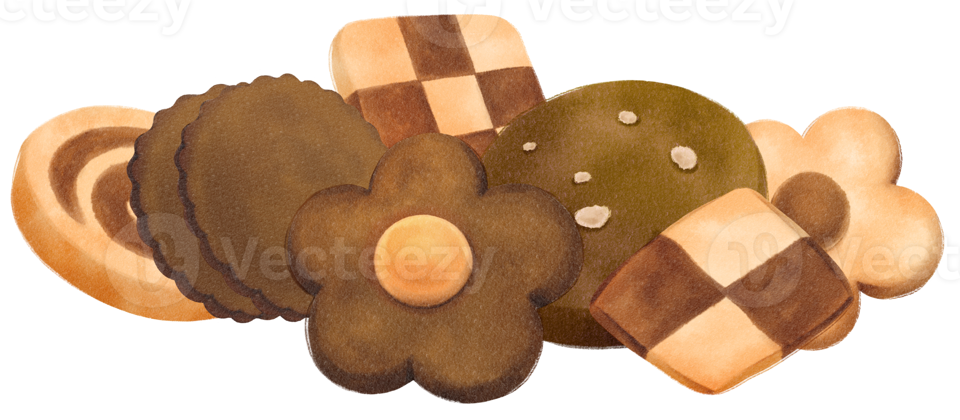 Watercolor cookies illustration png