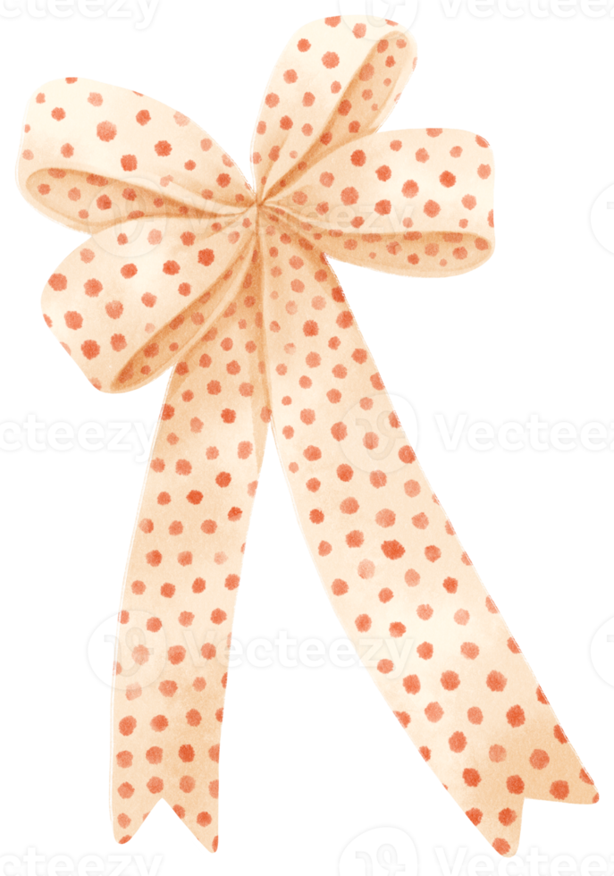 White with Polka dot gift ribbon bow illustrations hand painted watercolor styles png