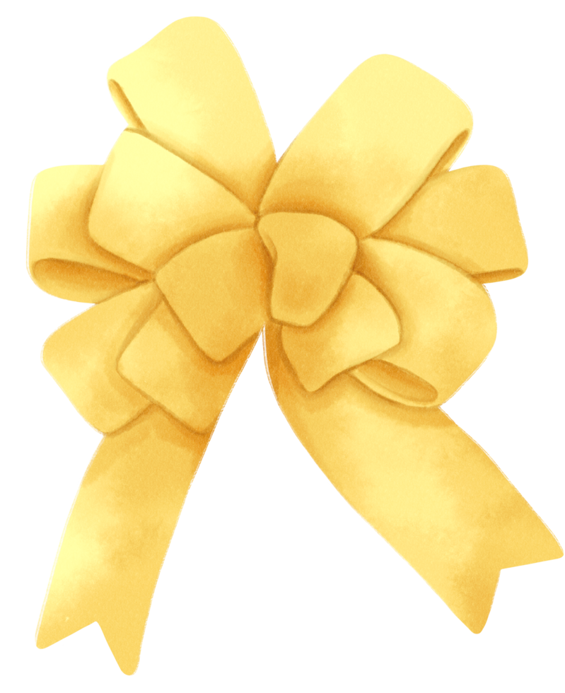 cinta de regalo amarilla arco ilustraciones estilos de acuarela pintados a mano png