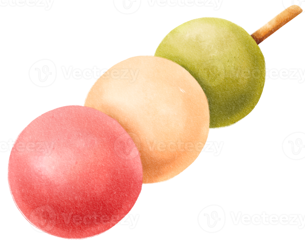 Dango Japanese dumpling hand painted illustration png