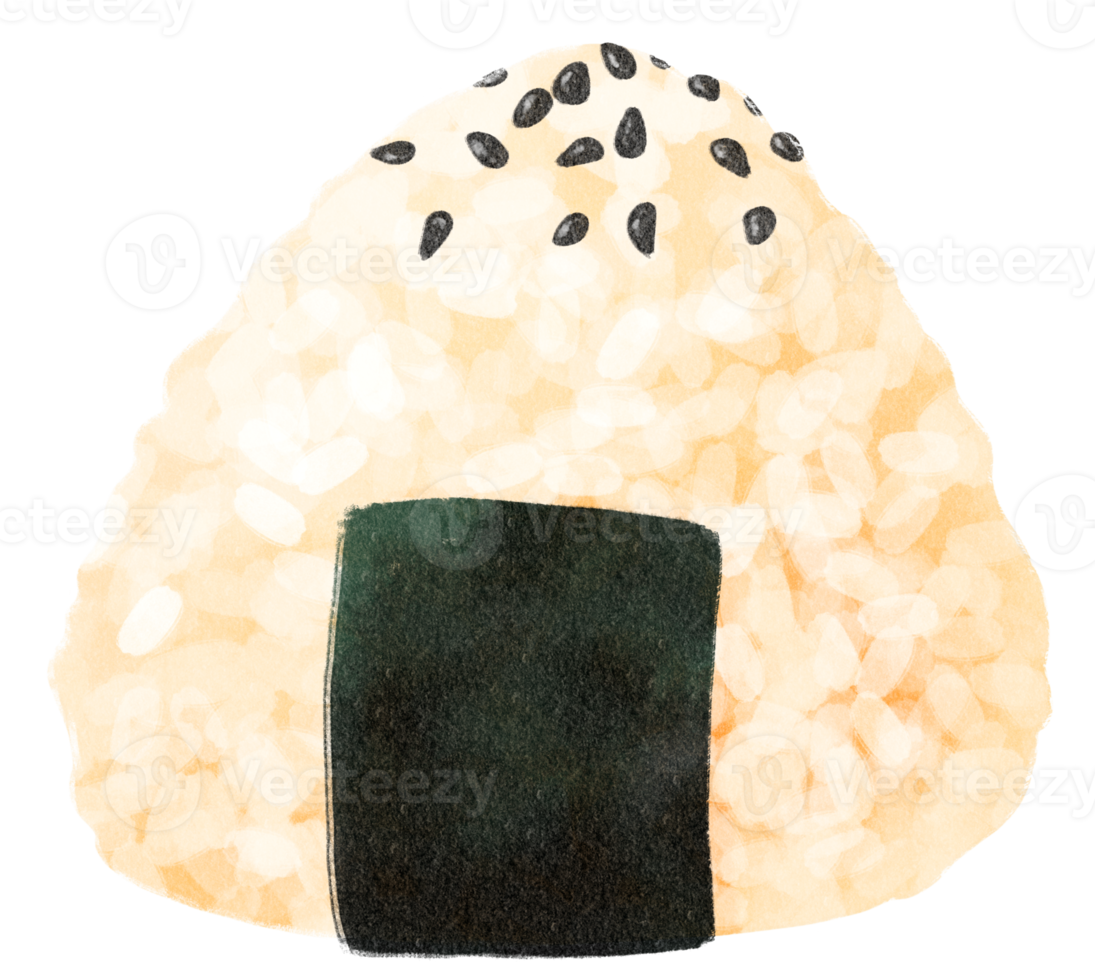 illustrazione dipinta a mano di cibo giapponese onigiri png