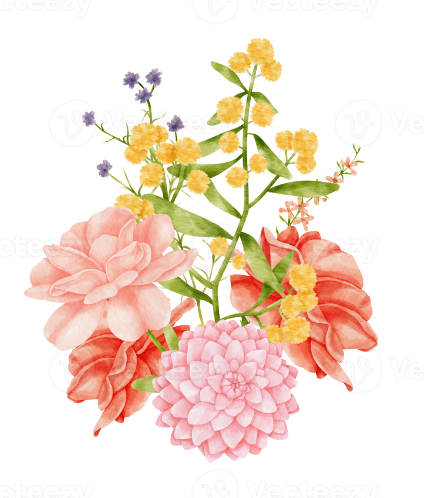 aquarelle de bouquet de fleurs pour mariage png