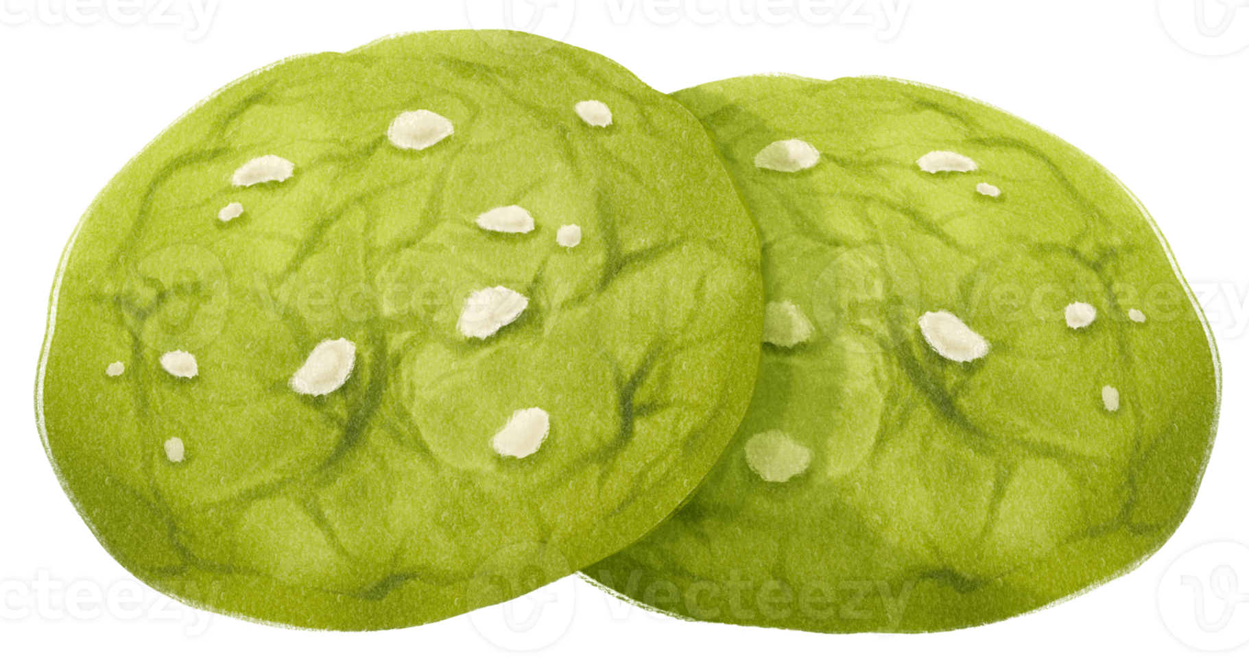 Watercolor matcha cookies illustration png