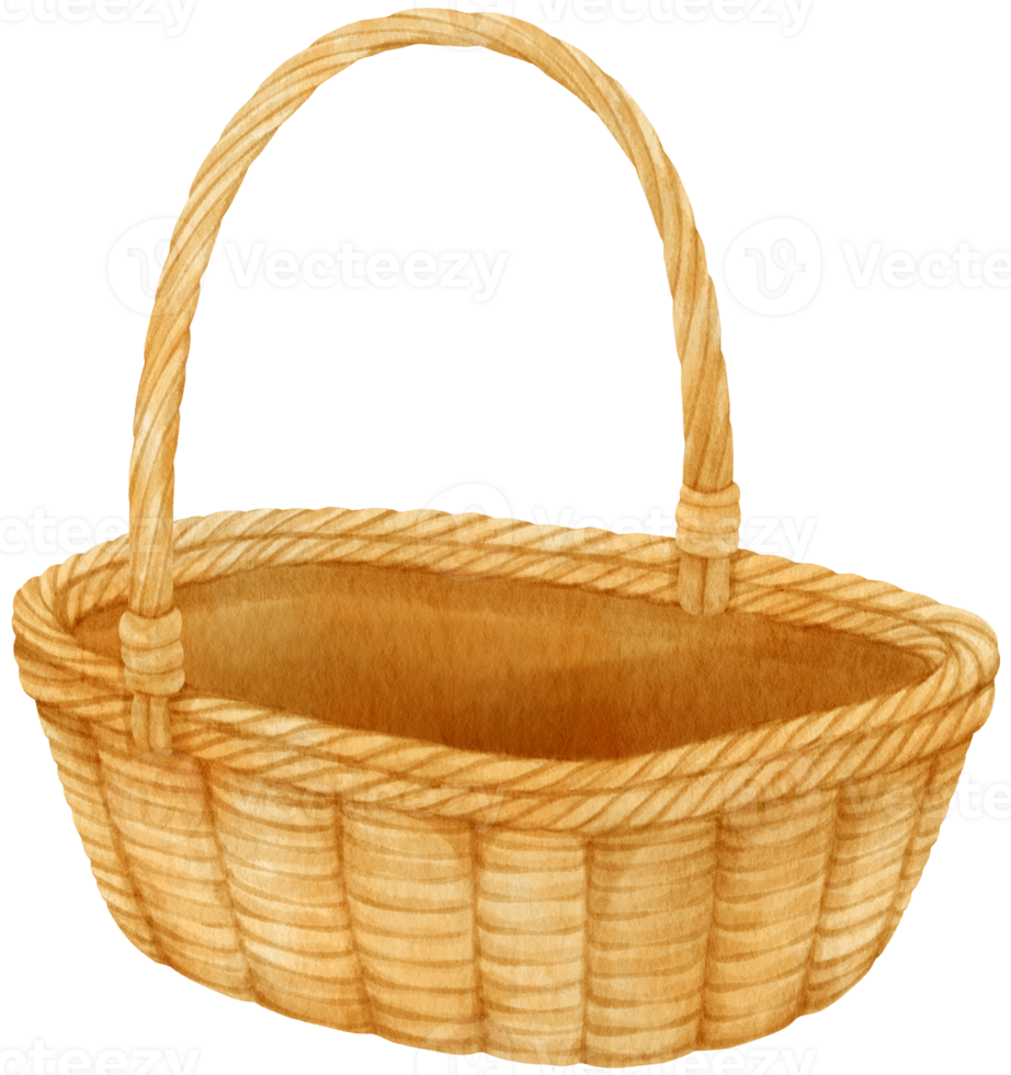 Watercolor wicker basket illustration 9661505 PNG