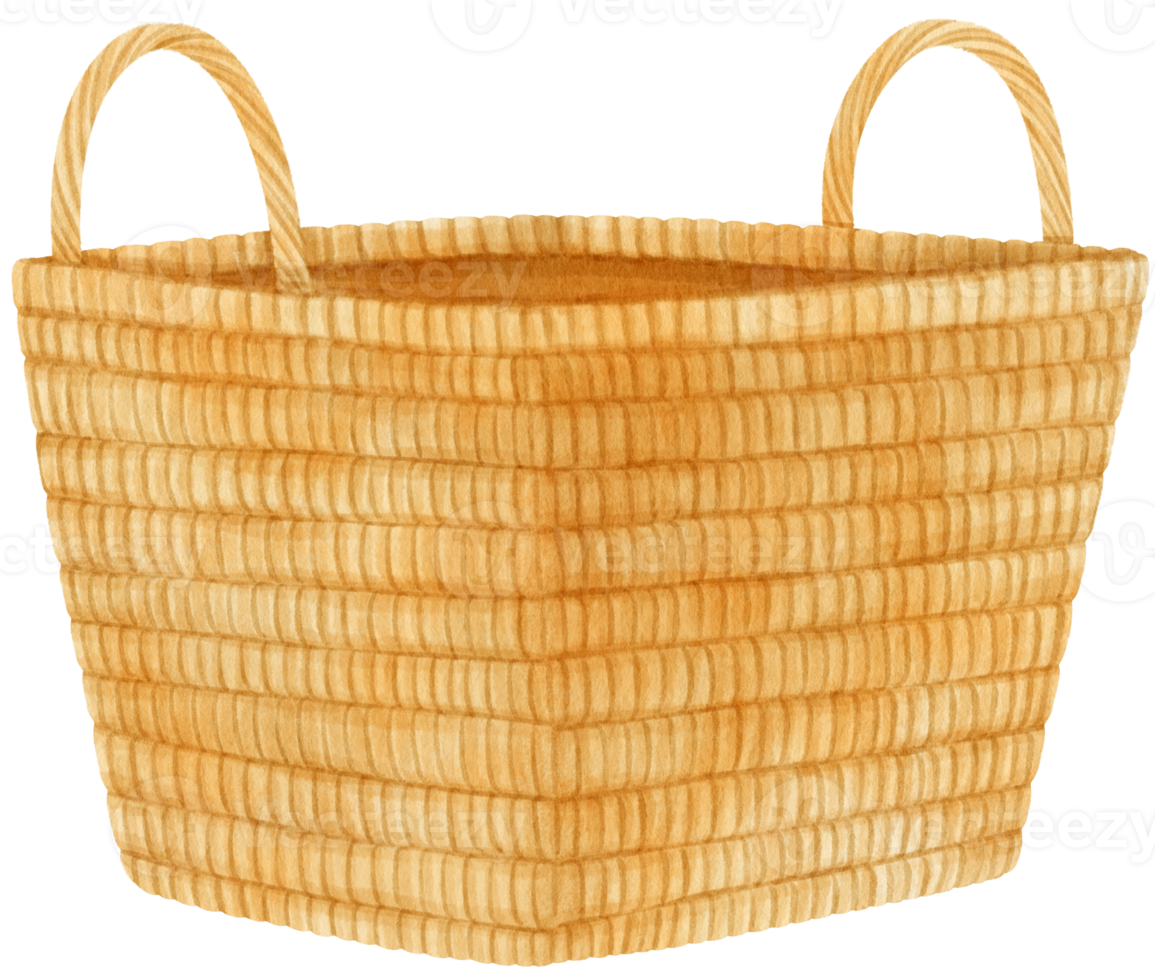 Watercolor wicker basket illustration png
